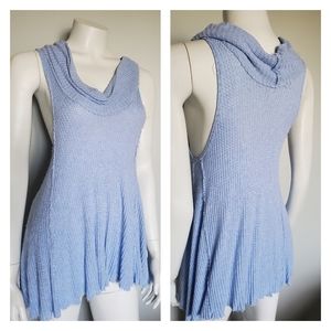 Free People Swing it Cowl Tank Top- Light Blue-XS